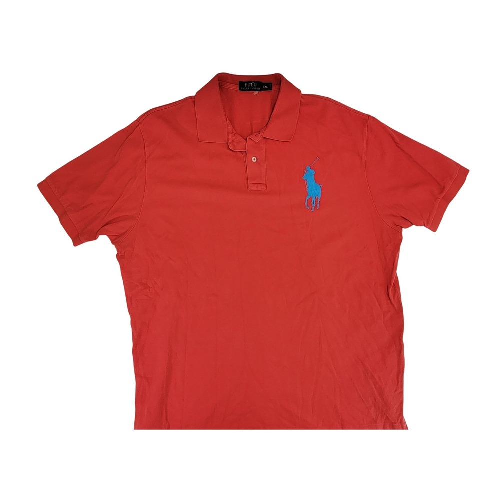 Ralph Lauren Polo Shirt Mens XXL Red Blue Pony Logo‎ Short Sleeve Cotton
